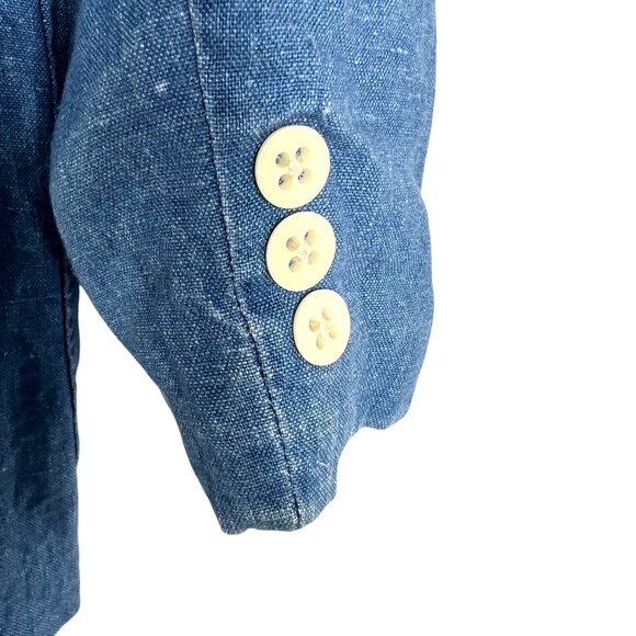 Vintage Armani Jeans Women's 100% Linen 3 Button Blazer in Blue 80s 90s Size S - Picture 9 of 10
